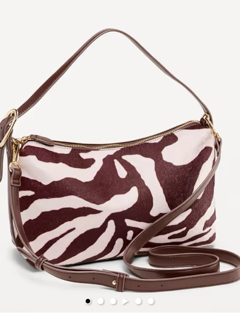 Old Navy Brown and Cream Zebra-Pattern Shoulder Bag